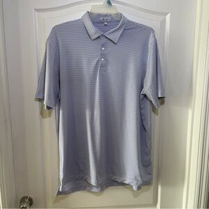 Peter Millar Summer Comfort Polo Shirt Mens XL Blue White  Striped Soft
